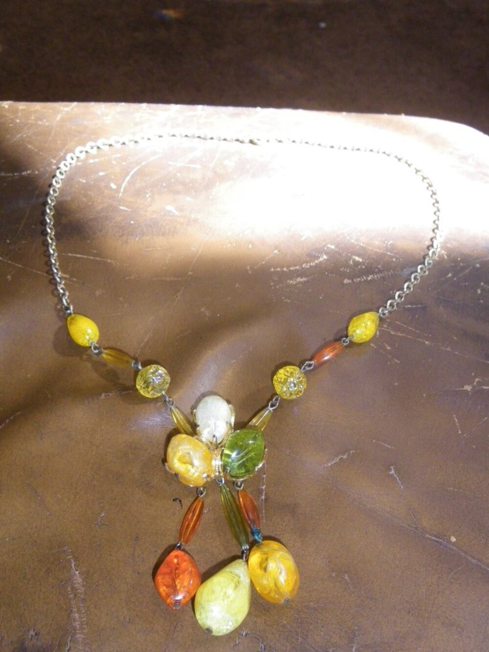 Vintage Women’s Gold Tone & Colorful Beaded Statement Necklace